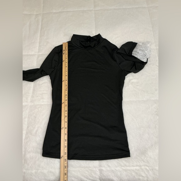 SHEIN Black Long Sleeve Top with Lace Cuffs - Picture 4 of 6